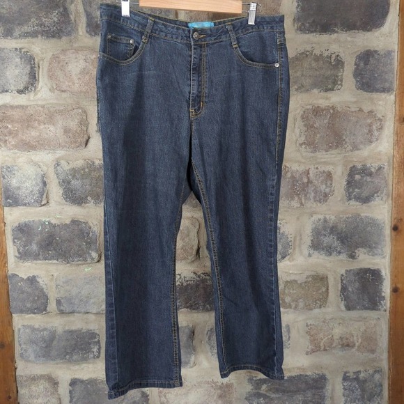 JEANBAY Blue Capri Jeans Woman's Size 14W Embroidered Pockets Y2K Retro Stretch - Picture 2 of 12